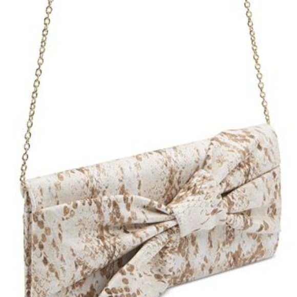 INC International Concepts Bowah Snake-Embossed Bow Clutch - Picture 1 of 9